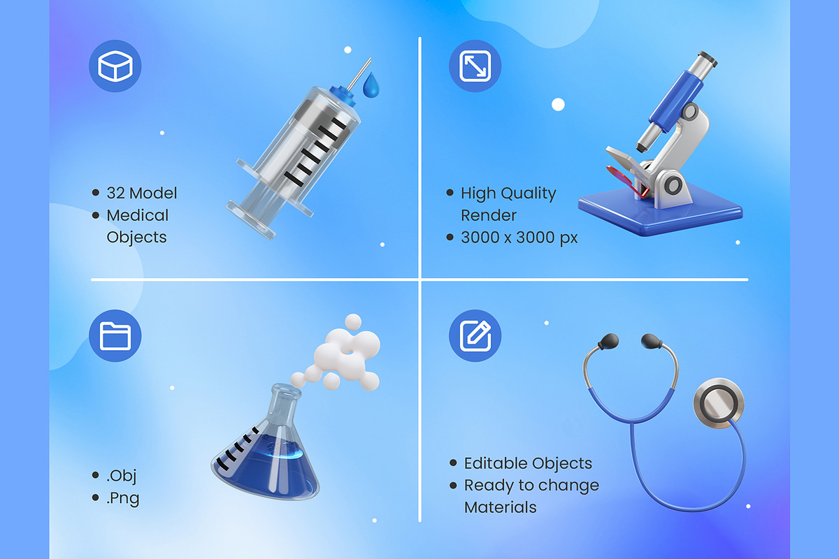 Medical 3D Icons, an Object 3D Model by Rakata Studio (Photo 2 of 7)