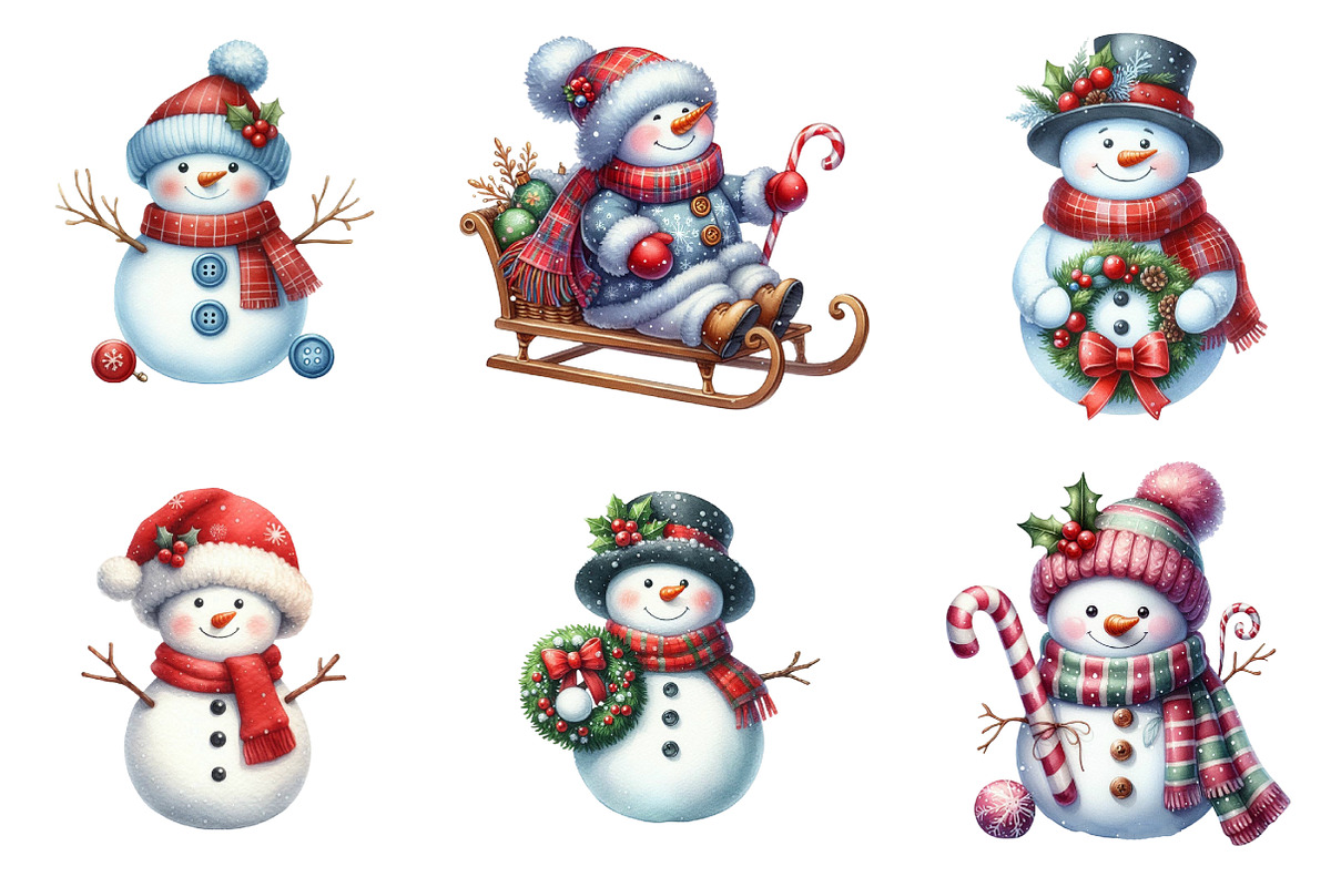 Christmas Snowman PNG Bundle, an Illustration by DreamArtGraphic (Photo 2 of 5)