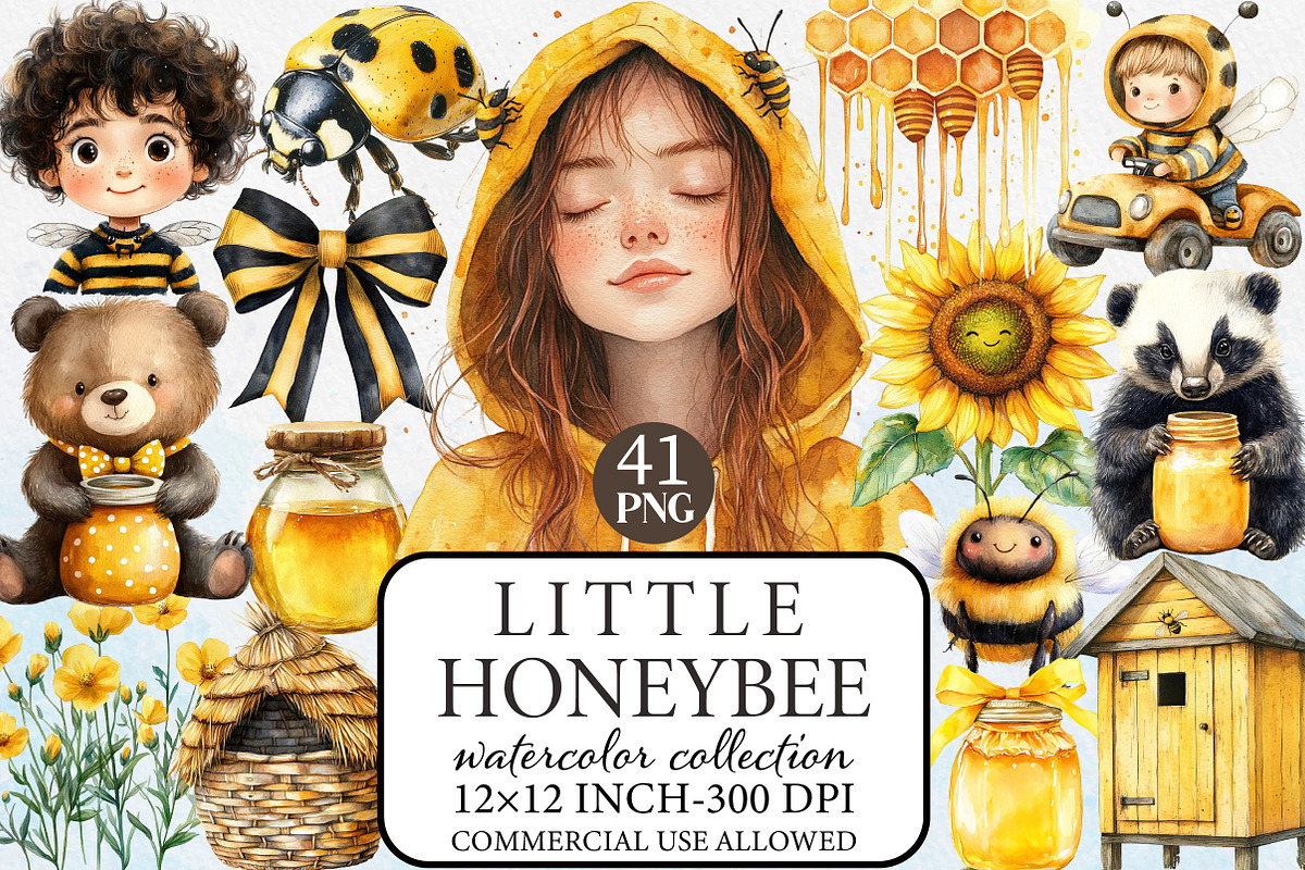 Little Honeybee Clipart, an Illustration by Libby Wishes (Photo 1 of 7)