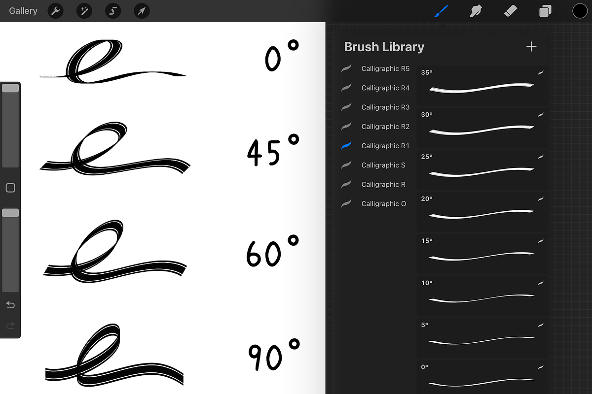 Procreate Calligraphic Brushes [i], a Brush Add-On by 103cia (Photo 1 of 4)