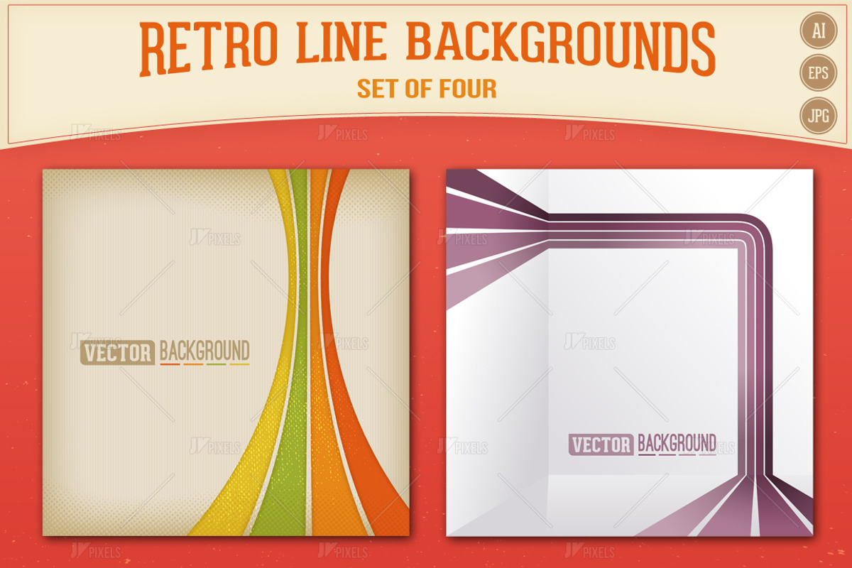 Retro Lines Vector Backgrounds Set, a Texture Illustration by jv_pixels (Photo 2 of 2)