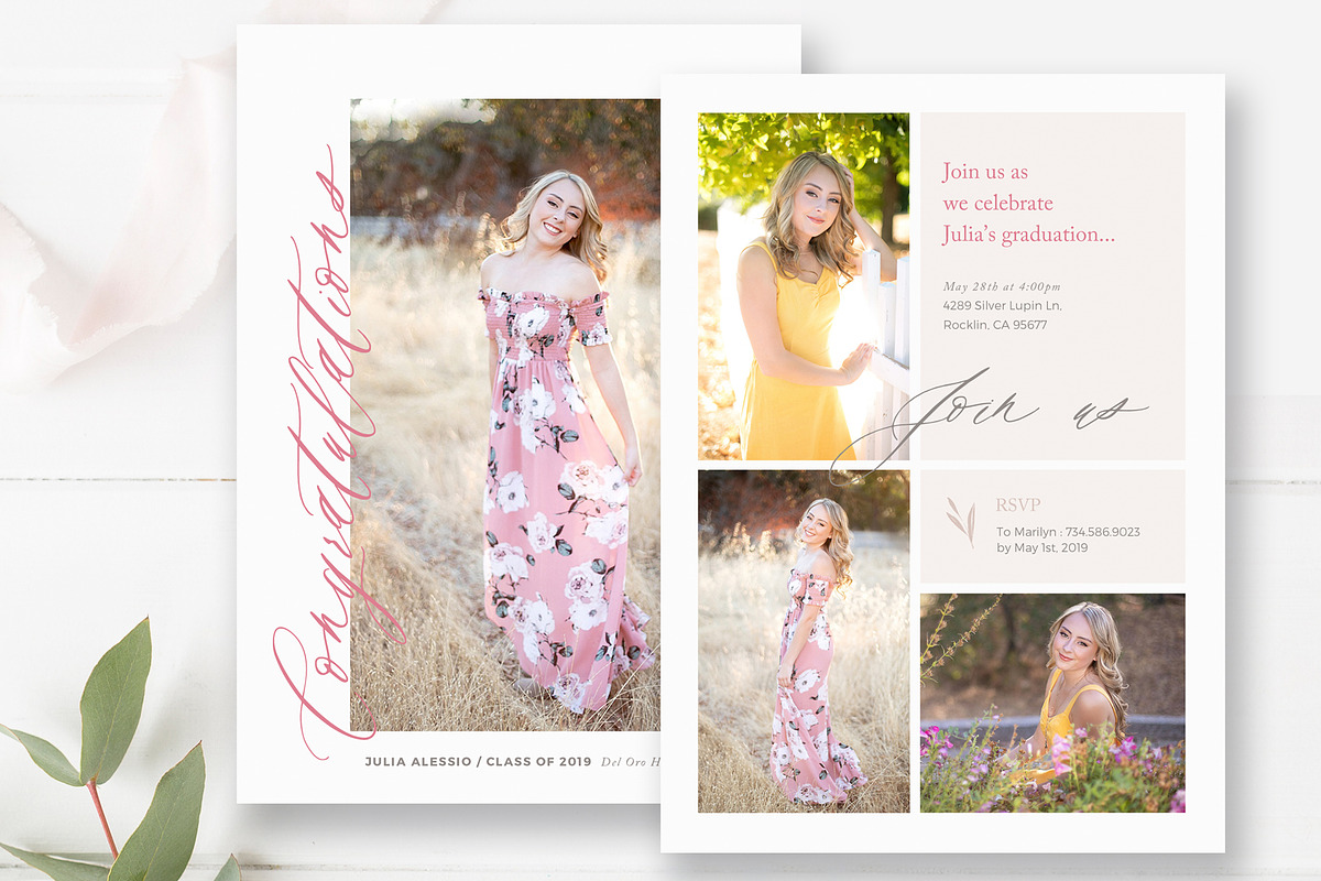 grad card layouts Senior Announcement Template, Graduation Invite GRADBOWTEMP05  Bailey Bunch Designs Why buy individually Girls Graduation Card Template, a