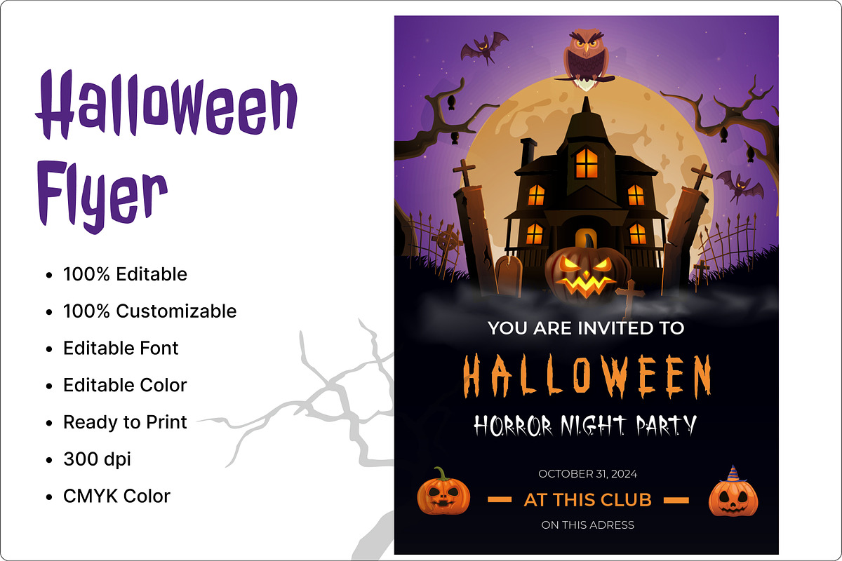 Halloween Party Flyer Vector Templat, a Flyer Template by DesignBox