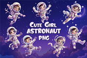 Cute girl astronaut. T-Shirt, PNG., a Person Illustration by KENO Mascots (Thumbnail 1 of 9)