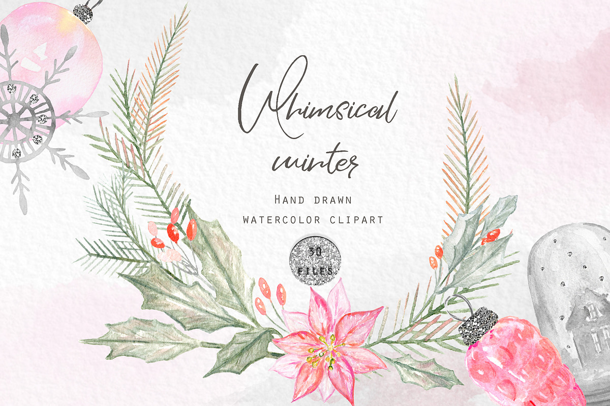 Whimsical winter. Watercolor clipart, a Texture Illustration by LABFcreations (Photo 1 of 7)