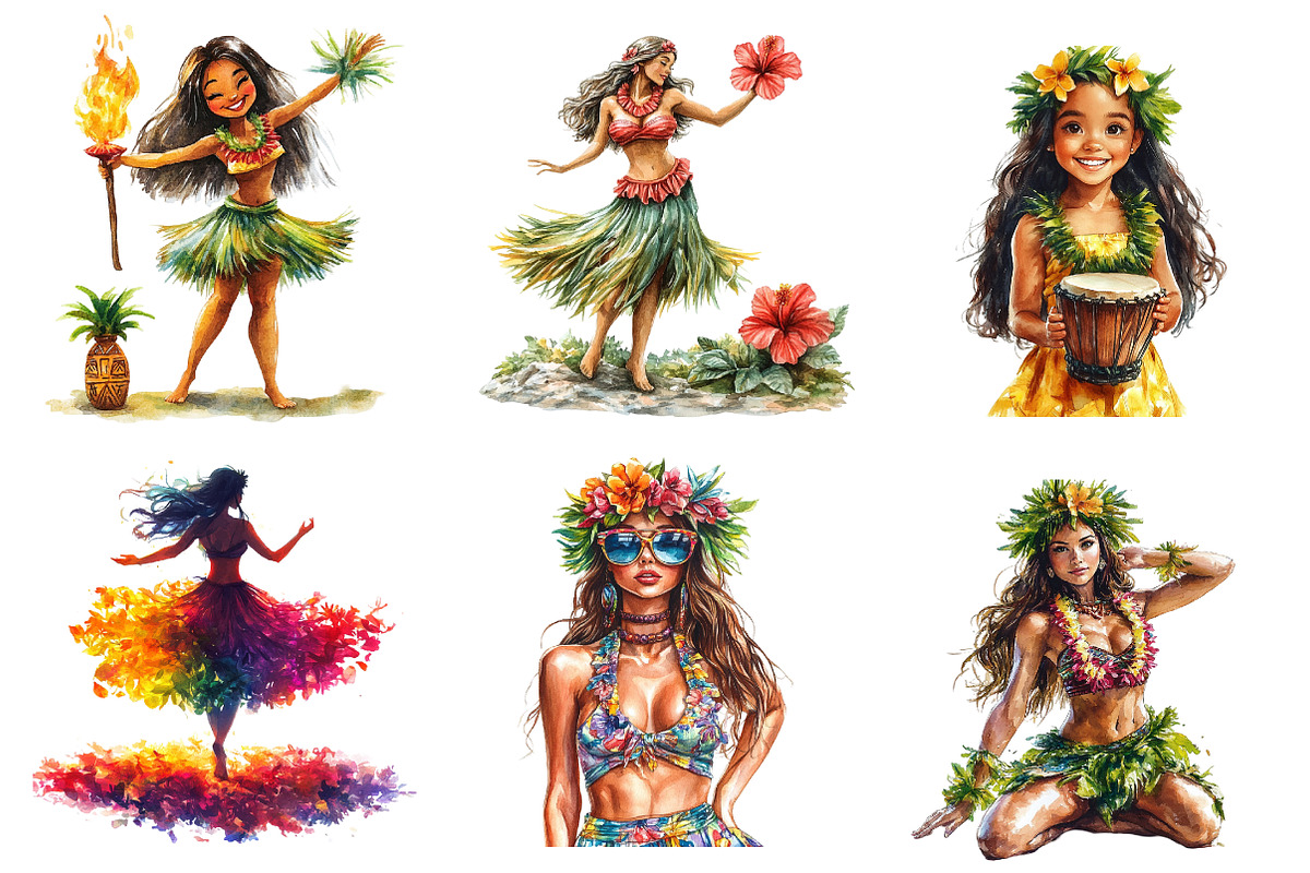 Hula Girl PNG Clipart, an Illustration by CreationArt (Photo 4 of 5)