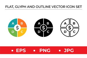 Budget Pie Chart Icon Set - 3 Styles, an Outline Icon by Artonix