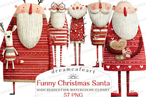 Funny Christmas Santa Clipart, an Illustration by DreamCafeArt