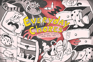 Funny Everyday Chores Doodles, an Illustration by Anastasiya Klempach