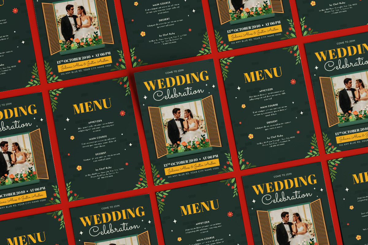 Greenery Window Wedding Invitation, an Invitation Template by iDoodle Studio (Photo 4 of 4)