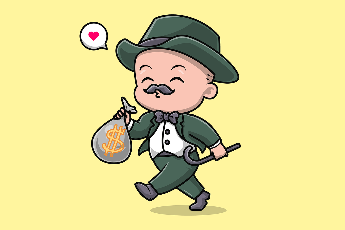 Cute Businessman Holding Bag Money, a Person Illustration by Catalyst Labs
