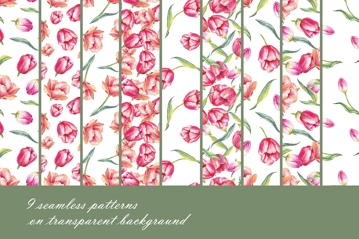 Spring flowers bundle PNG + patterns, an Illustration by Alena Kurian (Photo 7 of 10)