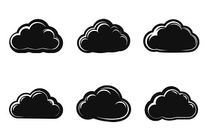 Six black cloud icons arranged, an Object Graphic by Billah Hub