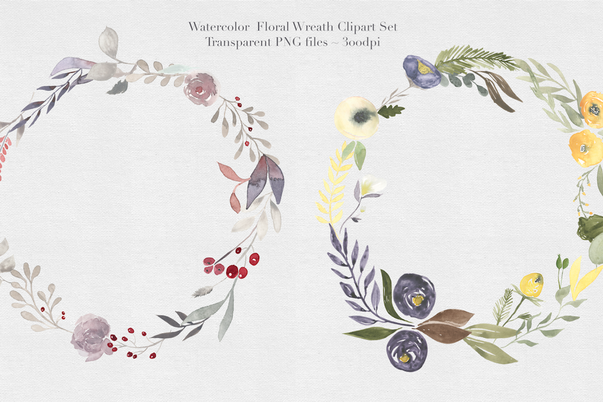 Watercolor Floral Wreaths Vol.1, an Illustration by The Autumn Rabbit Ltd (Photo 3 of 4)