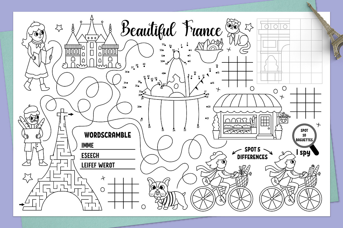Beautiful France coloring playmats, an Education Illustration by Lexi Claus (Photo 2 of 6)