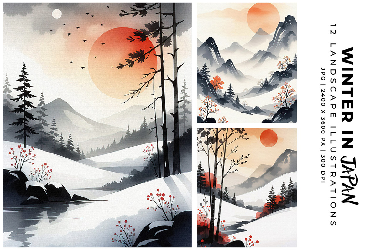 Winter in Japan, a Seasonal Illustration by Digital Art Creations (Photo 1 of 7)