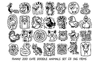 Zoo doodle composition svg animals, an Object Graphic by SketchArtStudio