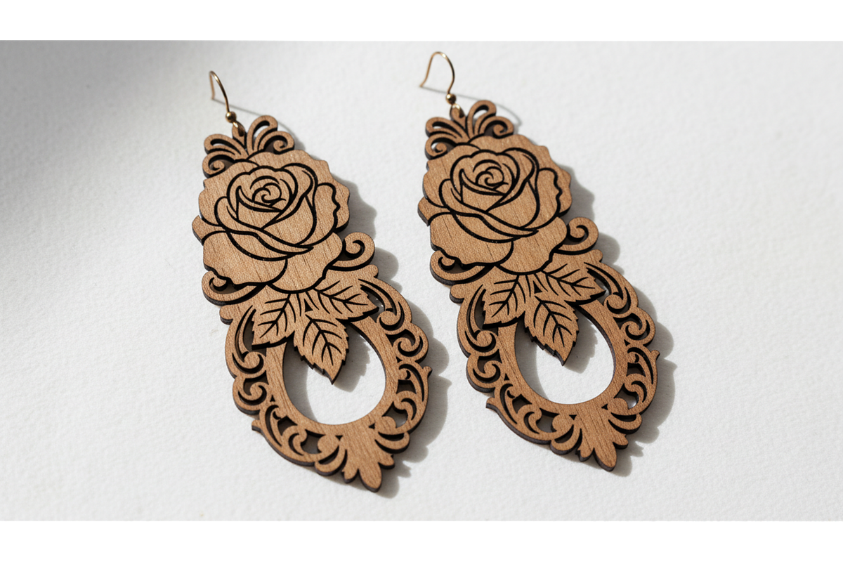 Laser Cut Ornament Earrings, an Illustration by hafijul (Photo 9 of 11)