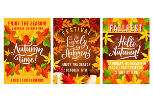 Fall Autumn Fest Invitation Posters