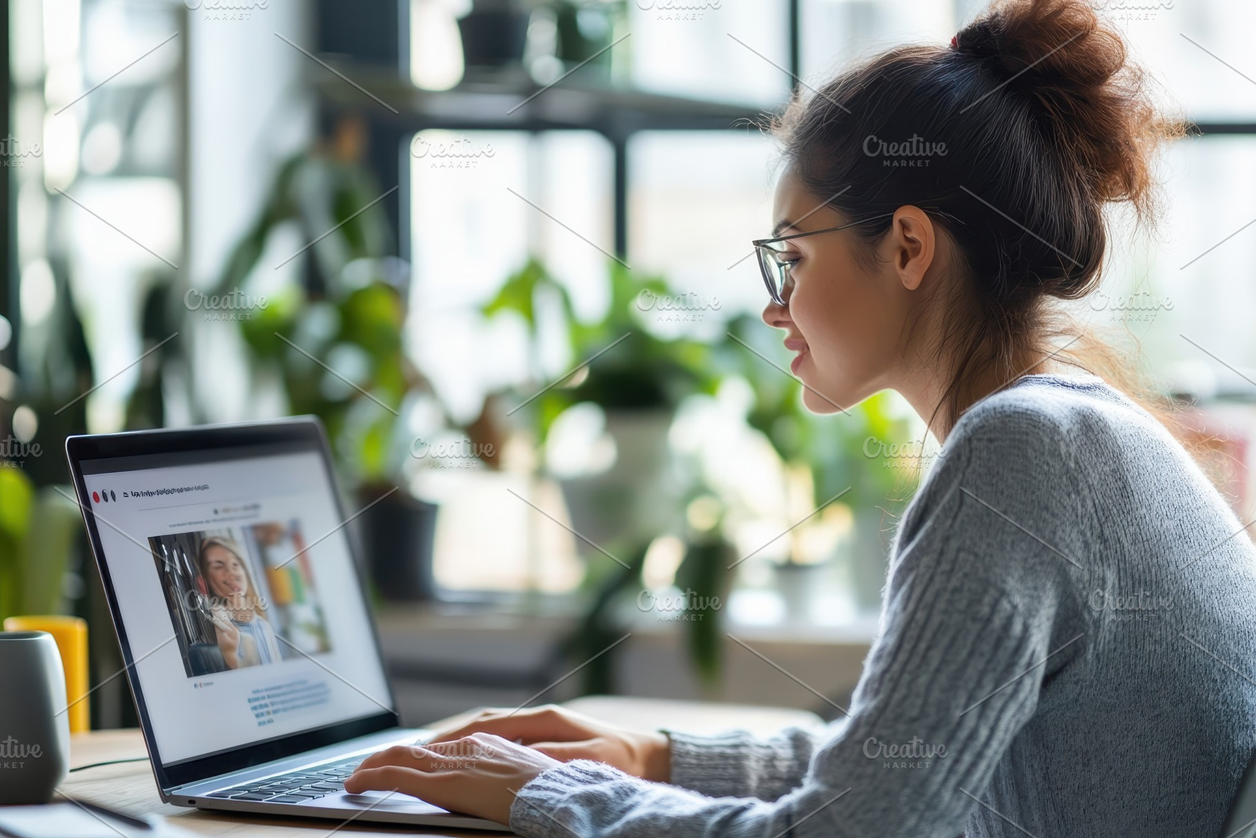 Latin woman working remotely, a Photo by Pavel_design