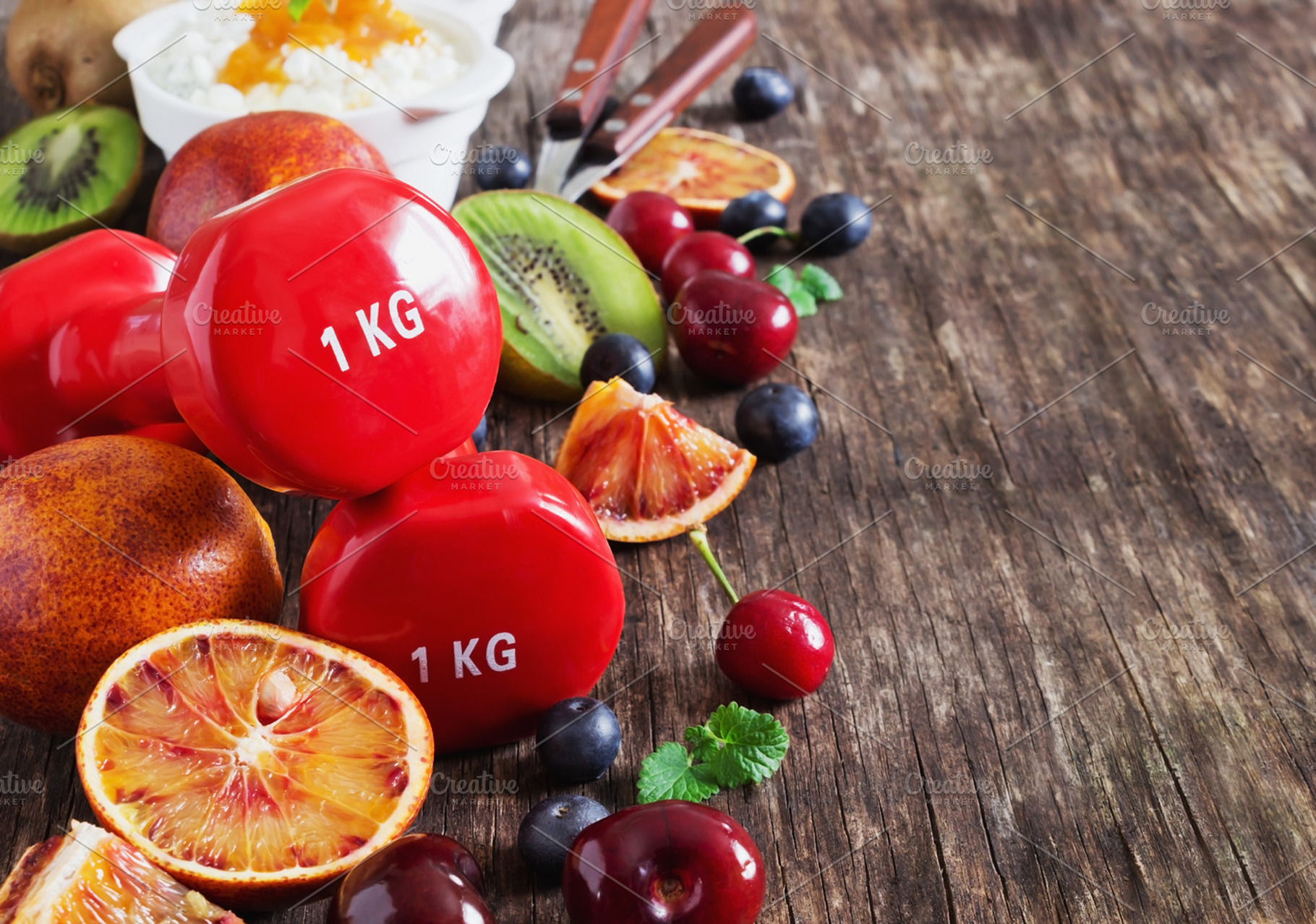 Sport and healthy eating stock photo containing diet and dumbbell, a Food & Drink Photo by Sweet Cherry Jam