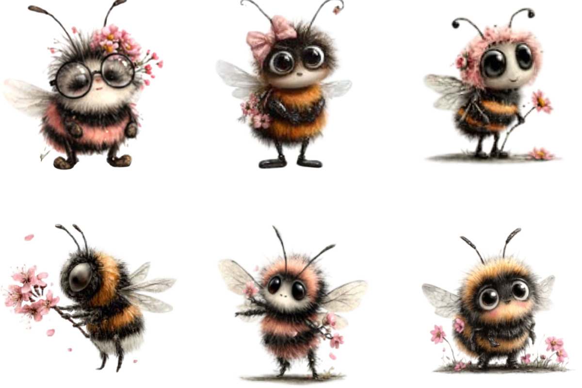 Whimsical Spring Bee Clipart PNG, an Illustration by Designking (Photo 5 of 5)