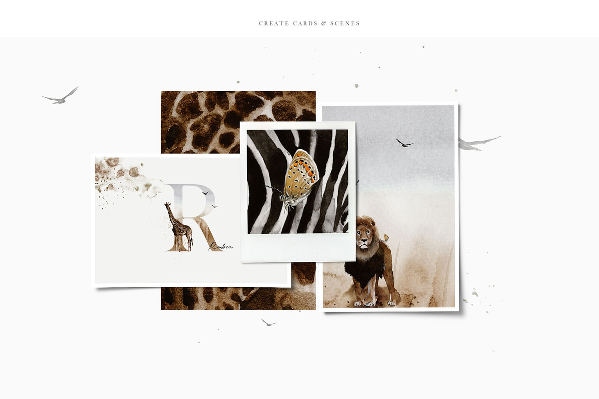 African Safari Watercolor Collection, an Animal Illustration by Creativeqube Design (Photo 3 of 16)