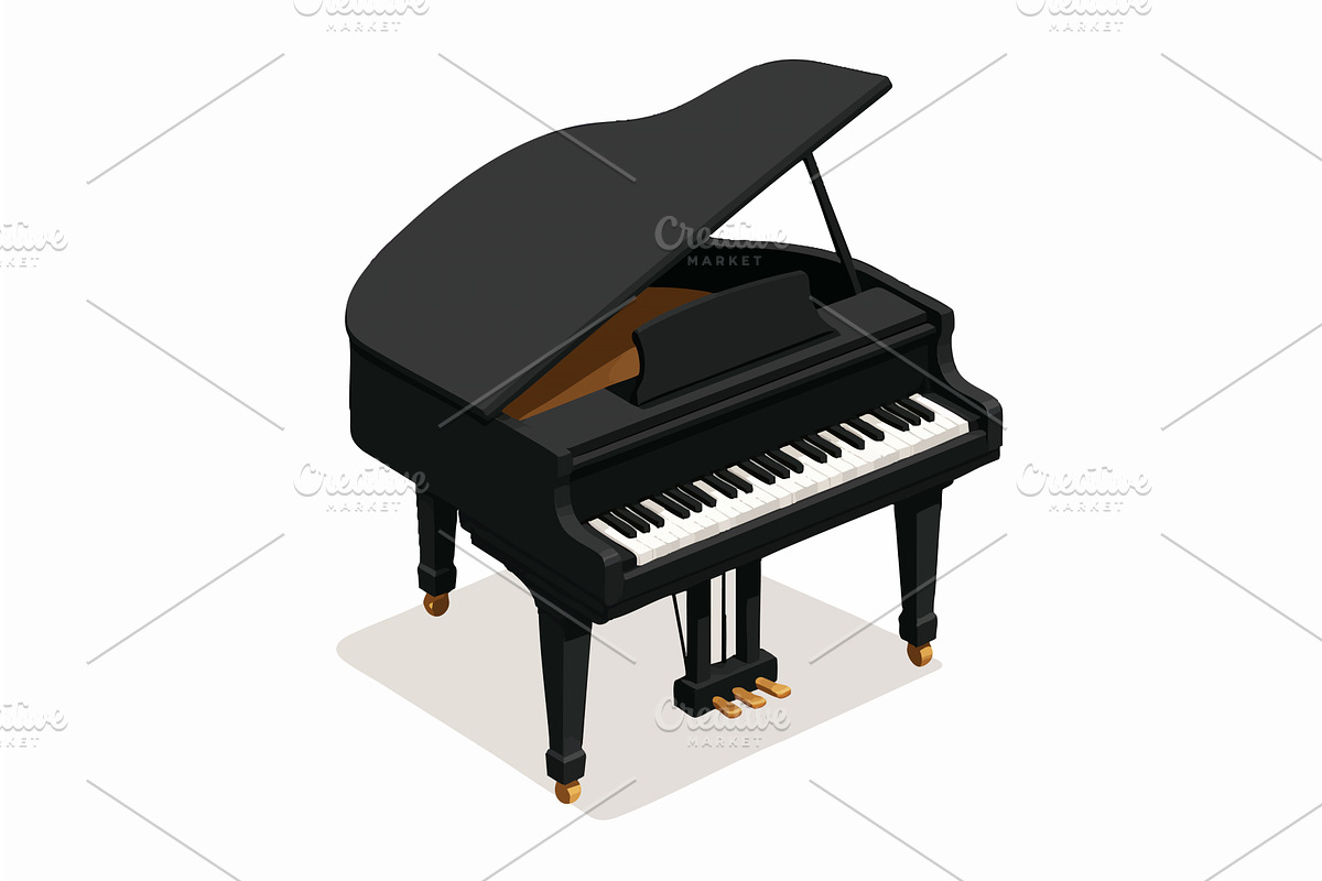 Isometric grand piano vector, an Illustration by AlexArt
