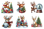 Watercolor Cute Reindeer Clipart Png, an Illustration by SinaCreation (Thumbnail 4 of 7)