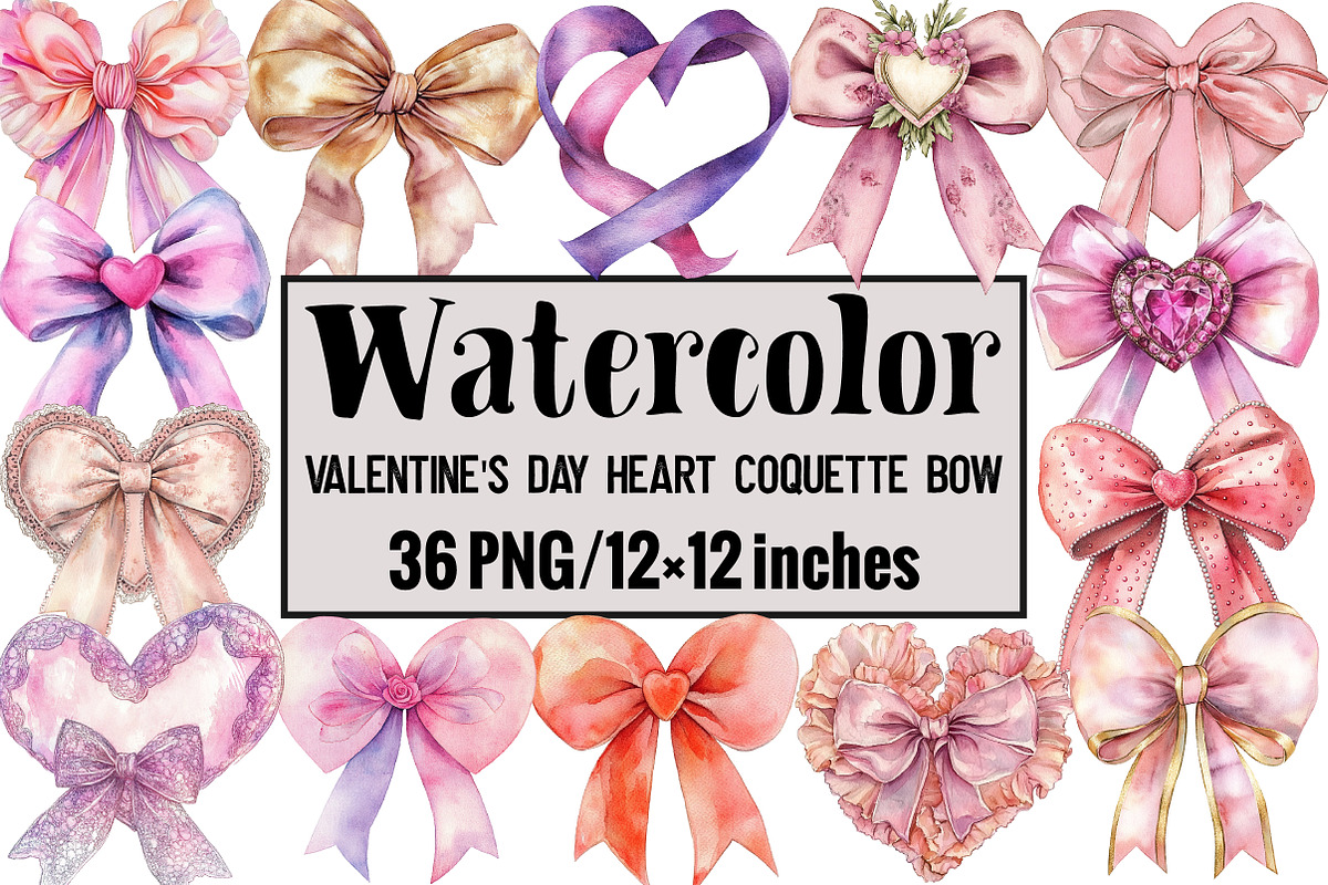 Valentine's Day Heart Coquette Bow, an Illustration by Design Market (Photo 1 of 3)