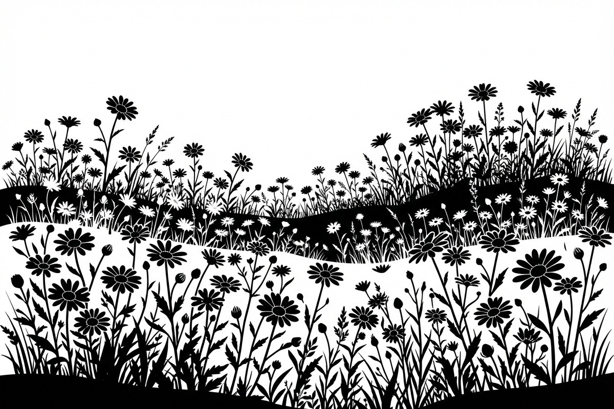 60 Daisy Flower Field Silhouette, a Seasonal Illustration by Amazin_art (Photo 15 of 36)