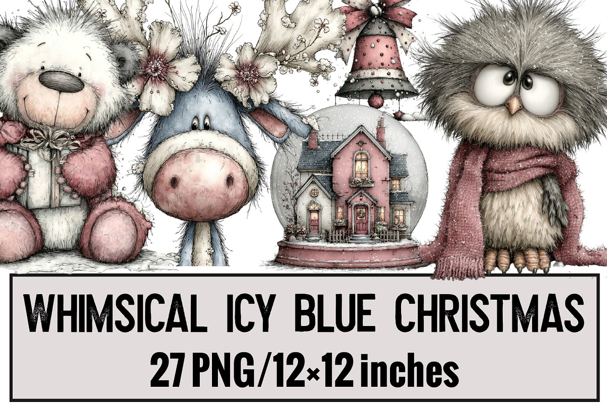 Whimsical Icy Blue Christmas Clipart, an Illustration by Design Market (Photo 1 of 3)