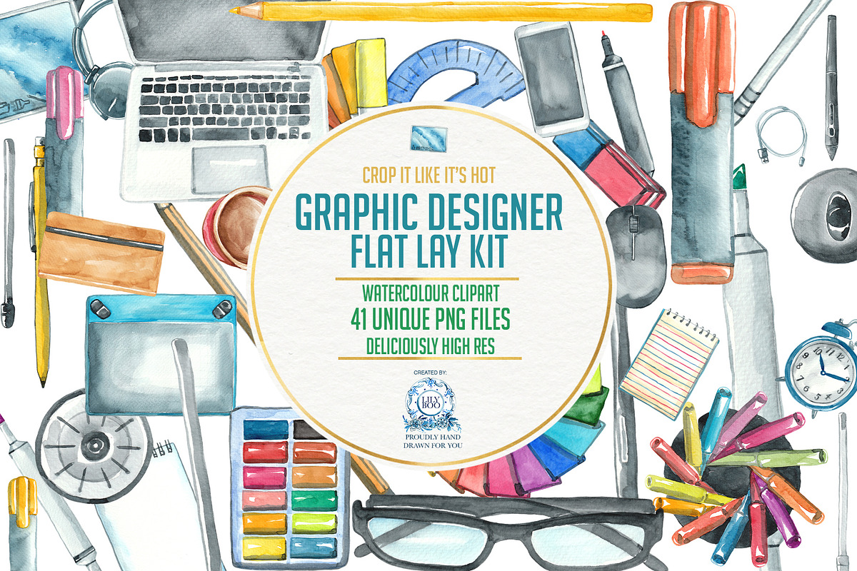 41 DESIGNER FLAT LAY PNG Drawings, a Decorative Illustration by LilyBoo Clipart (Photo 1 of 3)
