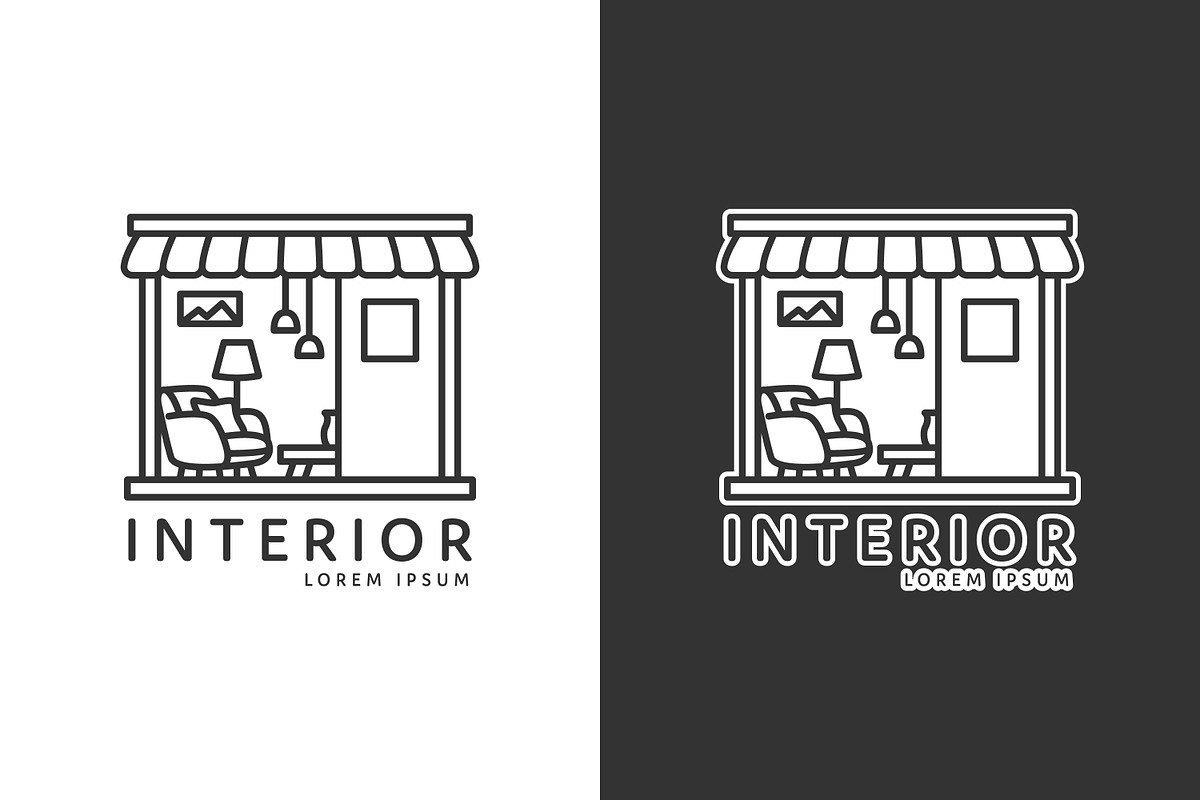 Minimalist Line Art Interior Design, a Branding & Logo Template by Saba Vector