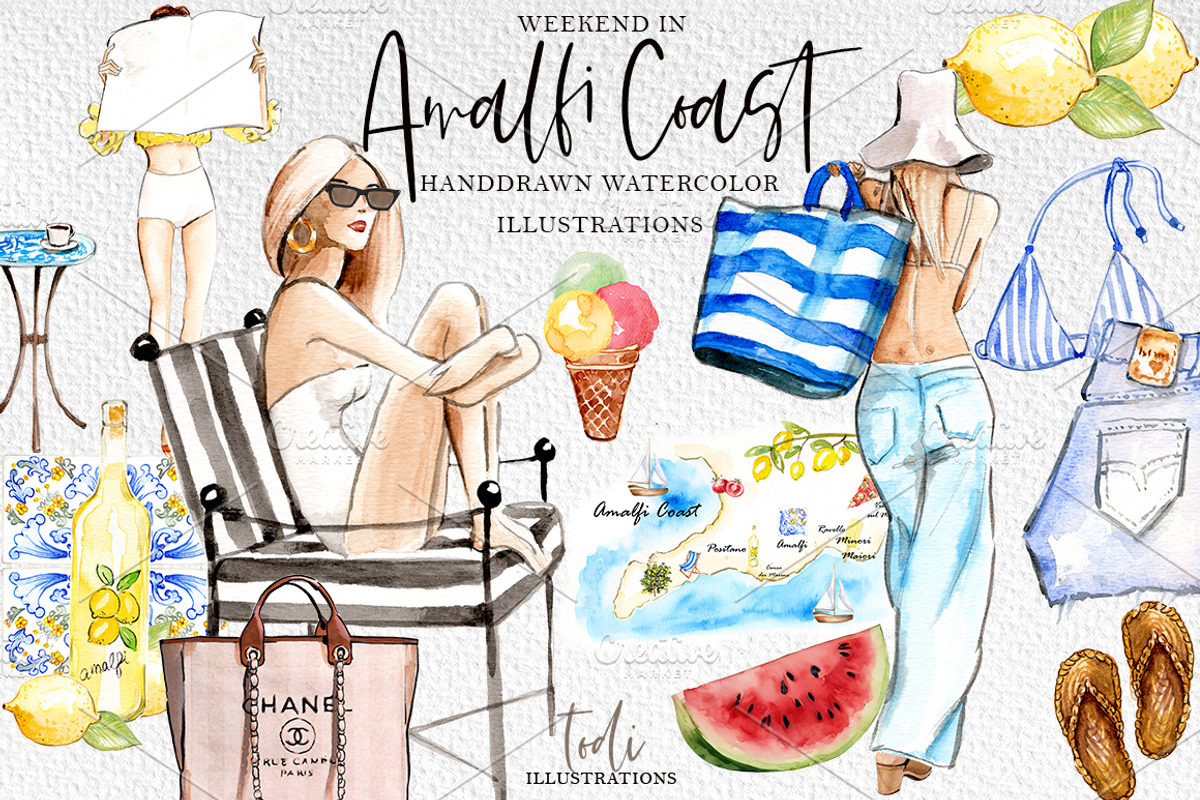 Weekend in Amalfi Coast, a Seasonal Illustration by todidesign (Photo 1 of 6)