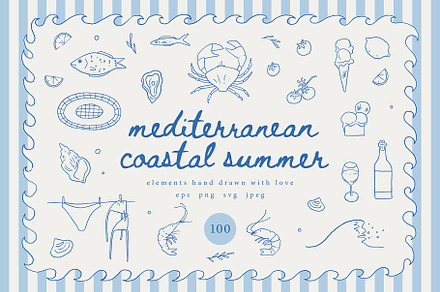 Mediterranean Coastal Summer clipart, a Seasonal Illustration by Cute vector