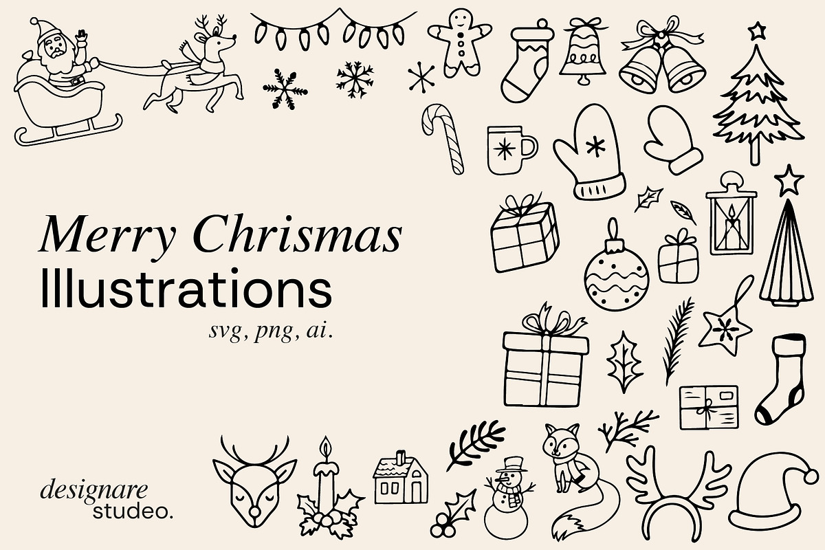 Merry Chrismas Illustrations, a Decorative Illustration by ginni illustrations (Photo 1 of 6)