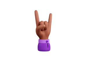 Rock Hand Gesture. 3d Icon Of Metal