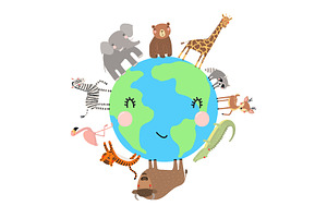 Planet Earth, cute animals walking, an Animal Illustration by sceptical cactus