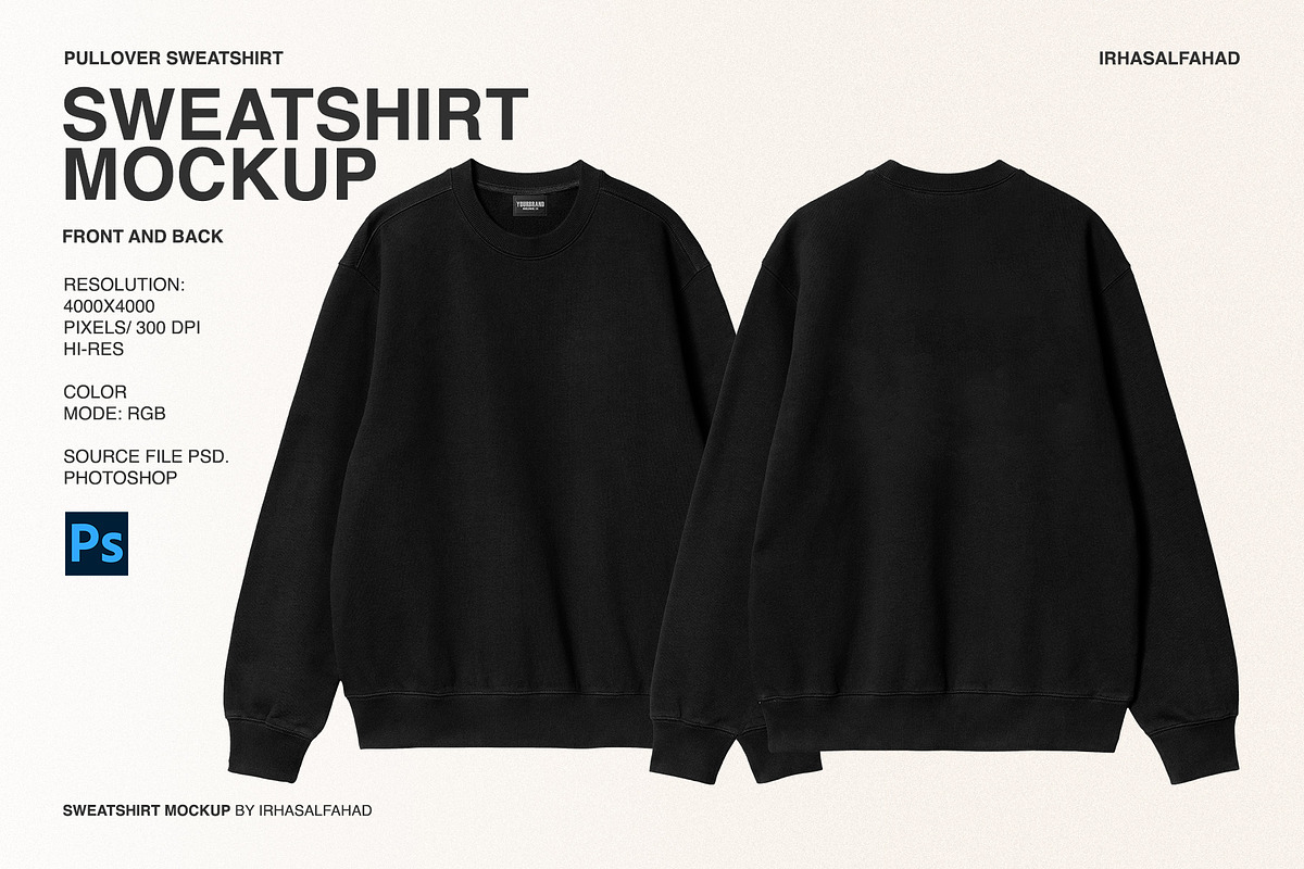 Sweatshirt Mockup, a Shirt Mockup by Irhasalfahad (Photo 1 of 4)