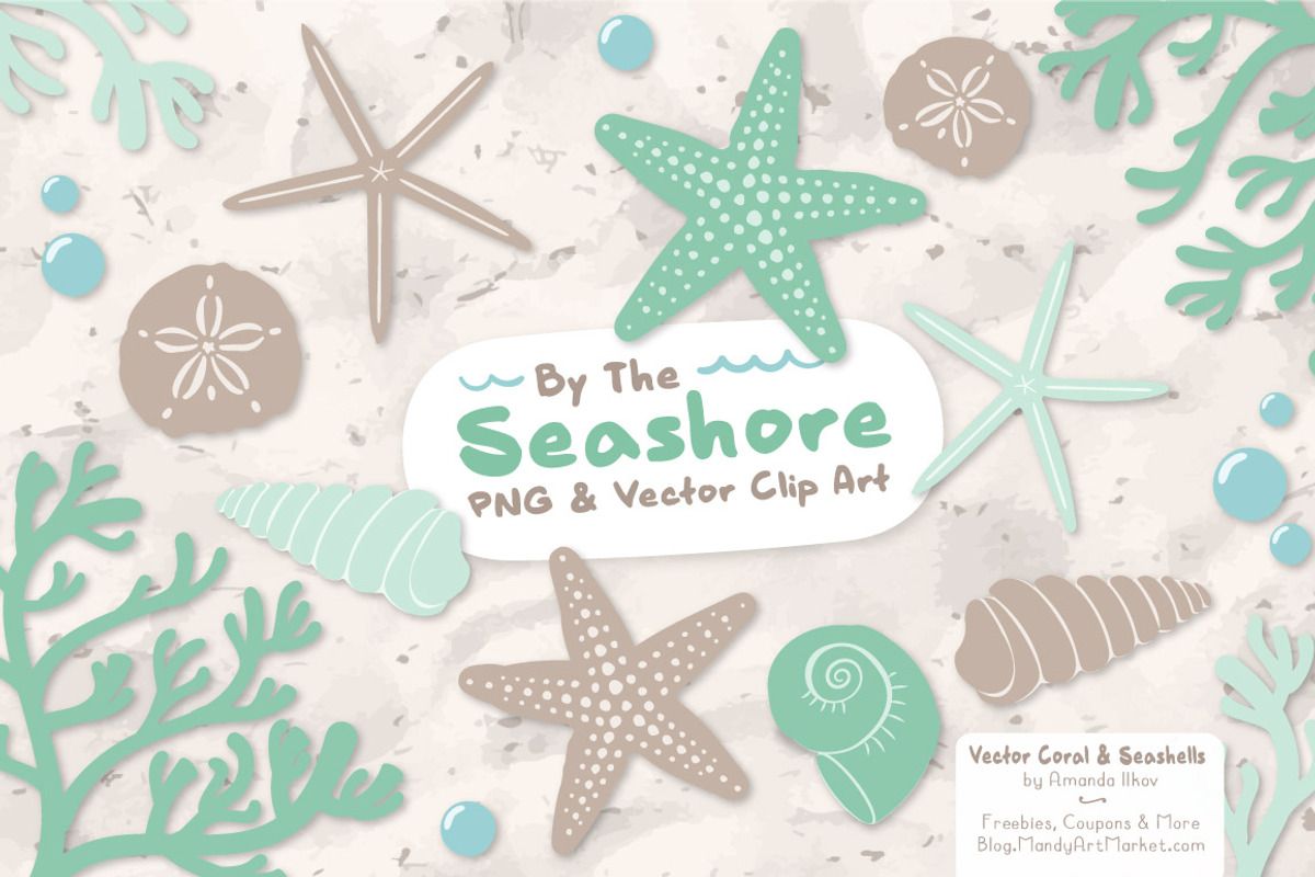 Seashells Clipart in Mint, an Illustration by Amanda Ilkov (Photo 1 of 5)