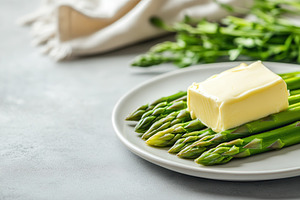 Close-up view of green asparagus, a Photo by Pavel_design