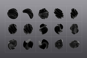 3D Black Shapes - 120 Illustrations