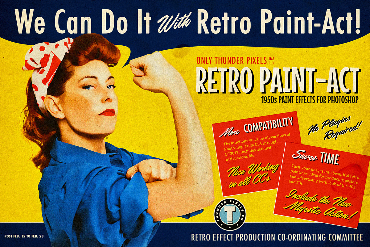 Retro Paint-Act - PS Action + Kit