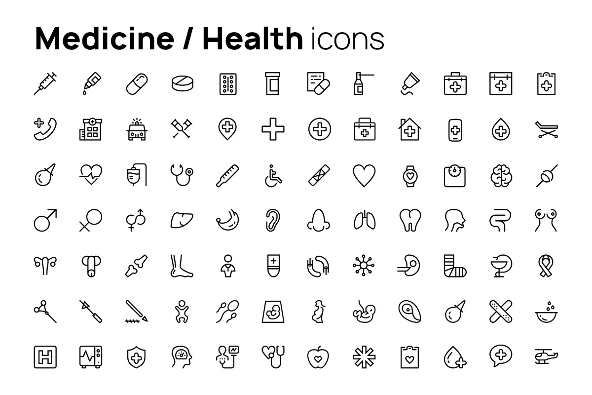 Medicine and health icons set, an Outline Icon by AIWD (Photo 2 of 2)
