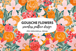 Gouache Flowers Pattern Design