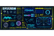 Futuristic cyberpunk HUD set, a Technology Illustration by SergeyBitos (Thumbnail 2 of 2)