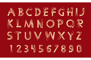 Gold and red glittering letters in, an Object Illustration by RODINA