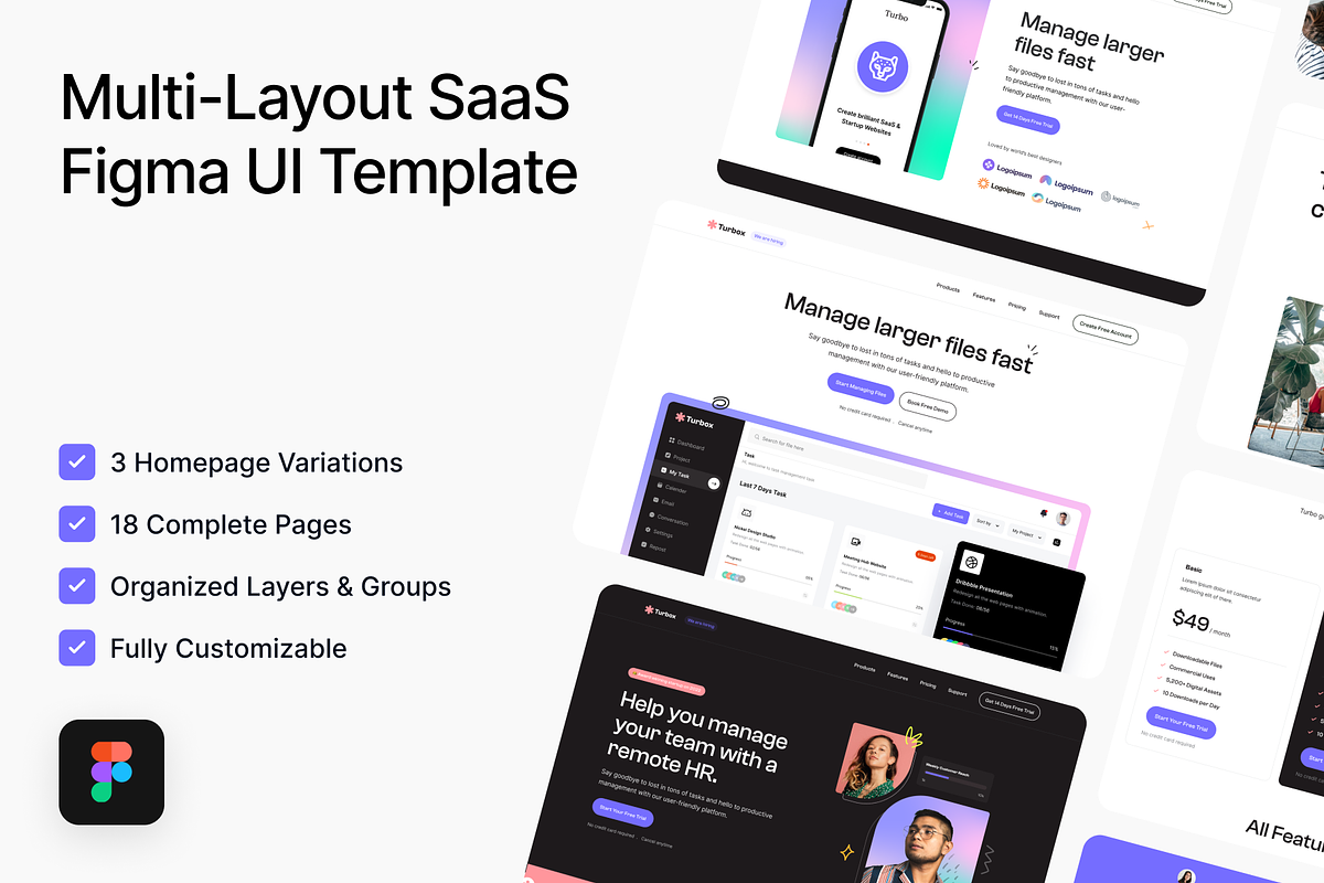 Turbox: Multi-Layout SaaS Figma, an UI Kit Template by FinestDevs (Photo 2 of 6)