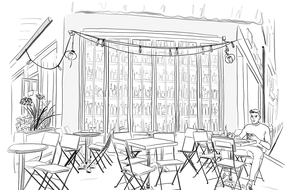 Paris Cafe Drawing Wine, a Food Illustration by PageLightStudios (Photo 2 of 2)